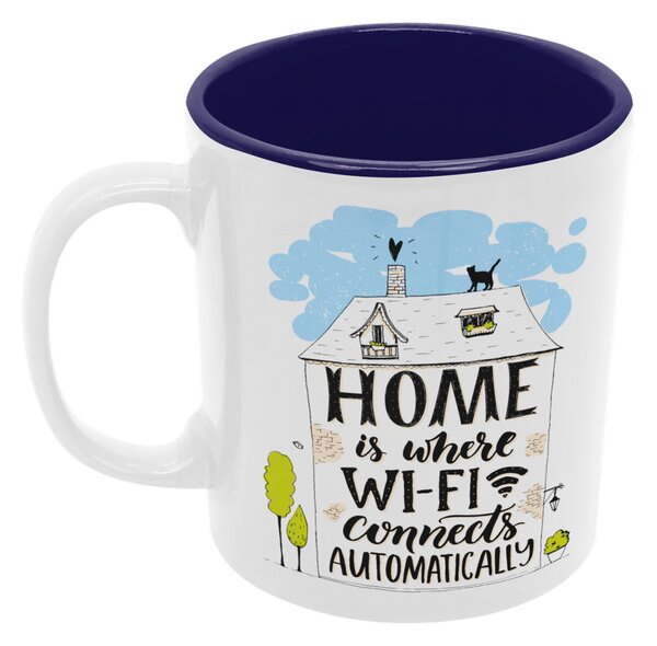 Home Wifi | keramický hrnek 330ml, různé barvy - Modrá námořnická