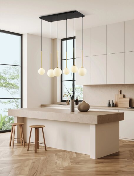 Satina zlato-černo-bílý moderní lustr Savoy