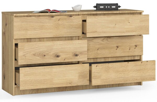Komoda MELLOOW140, bílý / dub Artisan