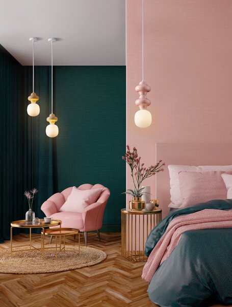 Žluto-bílý designový lustr Clio