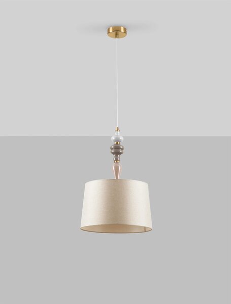 Mosaz & oranžovo-hnědý designový lustr Damo – Hnědá