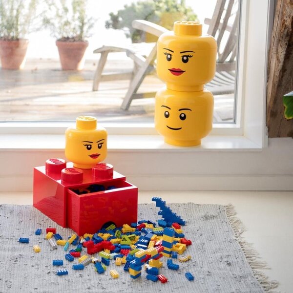 Žlutý úložný box ve tvaru hlavy LEGO® Girl mini 12 cm