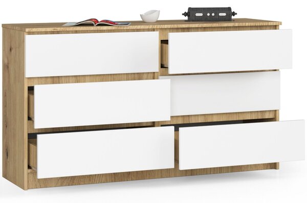 Komoda MELLOOW140, dub Artisan / bílý