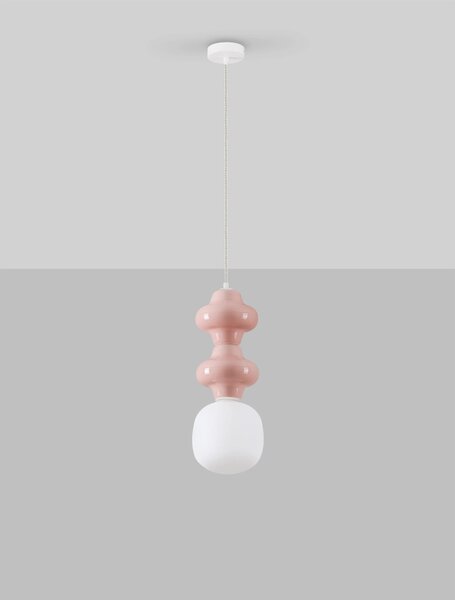 LED růžovo-bílý designový lustr Clio
