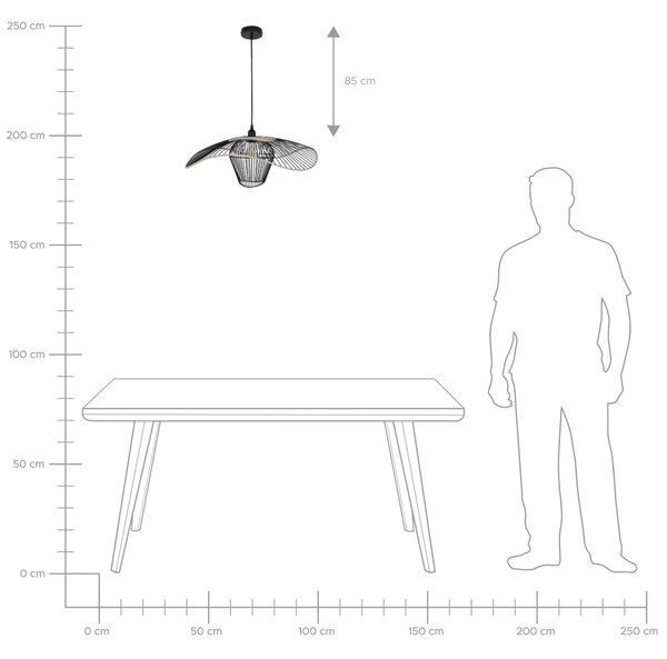 Závěsná lampa LUNGA Kov Černá