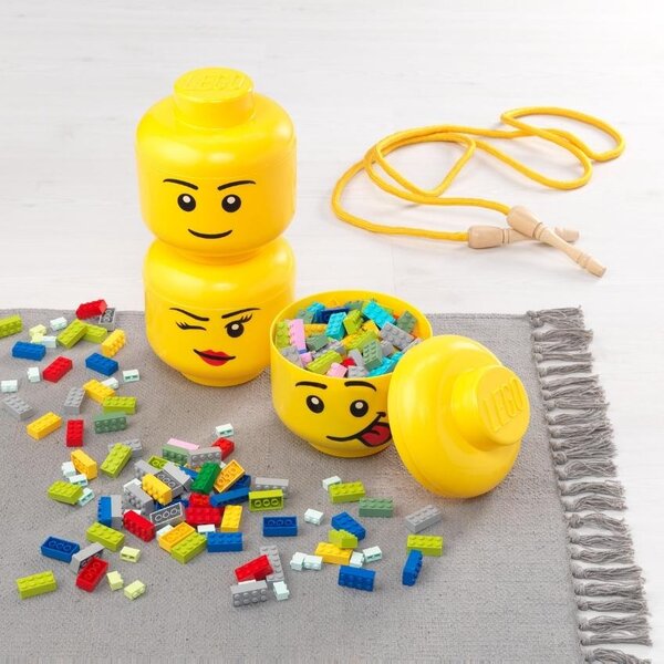 Žlutý úložný box ve tvaru hlavy LEGO® Girl mini 12 cm