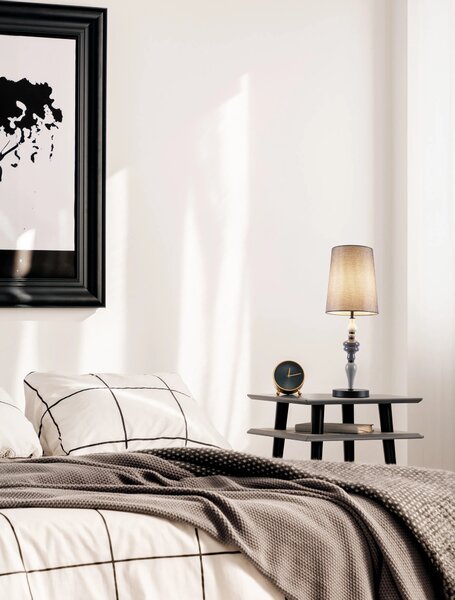 LED šedo-hnědá stolní lampa Damo – Šedá
