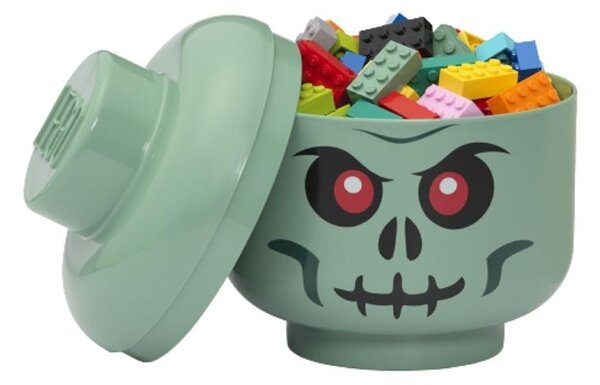 Zelený úložný box ve tvaru hlavy LEGO® Skeleton 19 cm