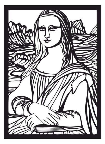 Mona Lisa #1 | samolepka na zeď, různé rozměry - Černá, 20x28 cm