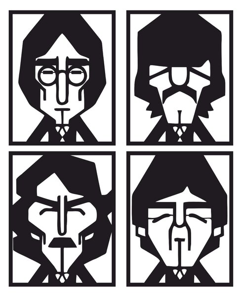 The Beatles #2 | samolepka na zeď, různé rozměry - Černá, 20x25 cm