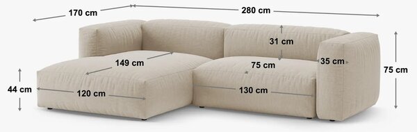 -25 % Dny Marianne - Micadoni Tmavě béžová rozkládací pohovka Martina 280 cm, levá
