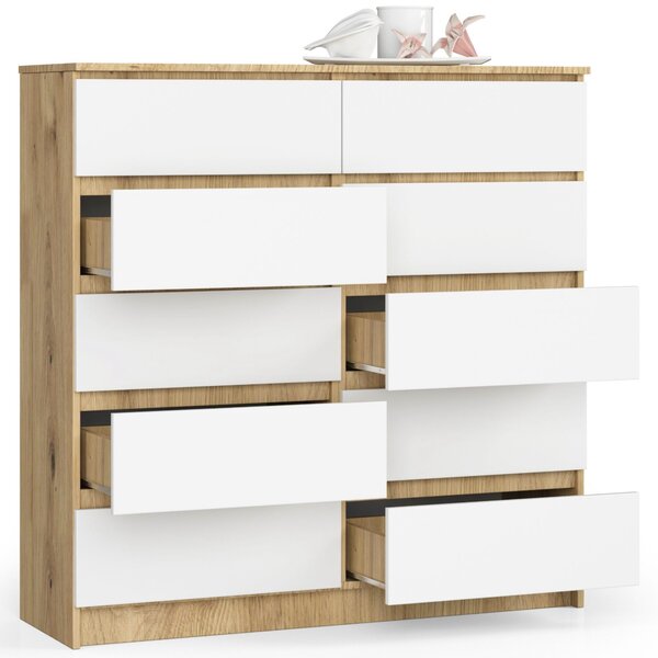 Designová vysoká komoda LIDUŠKA120, dub Artisan / bílá