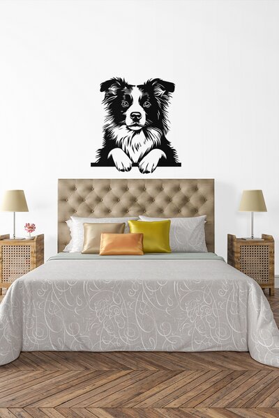 Border Collie #1 samolepka na zeď, různé rozměry - Černá, 20x22 cm