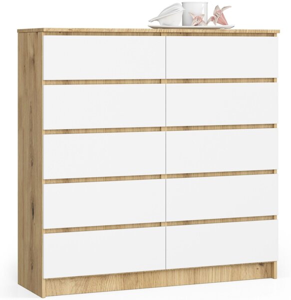 Designová vysoká komoda LIDUŠKA120, dub Artisan / bílá
