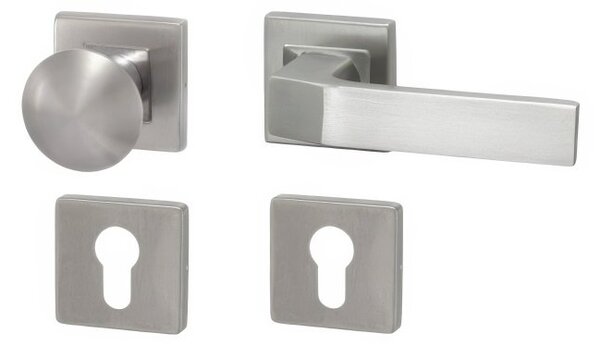 Kování klika + koule METAL EXTRA - nerezové Pravá klika 8 cm – standardní hranol