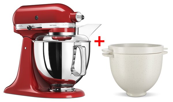 KitchenAid Výhodný set kuchyňský robot královská červená + keramická mísa s víkem na pečení SETBF05