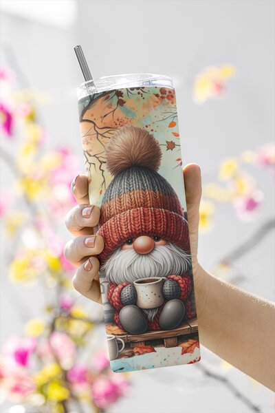 Podzimní skřítek Tani | nerezový termohrnek 600ml s kovovým brčkem