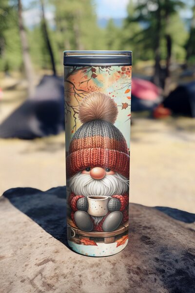 Podzimní skřítek Tani | nerezový termohrnek 600ml s kovovým brčkem