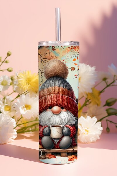 Podzimní skřítek Tani | nerezový termohrnek 600ml s kovovým brčkem