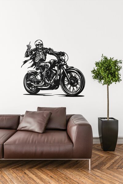 Middlefinger Biker #1 samolepka na zeď, různé rozměry - Černá, 23x20 cm
