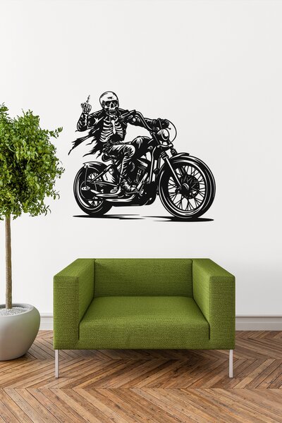 Middlefinger Biker #1 samolepka na zeď, různé rozměry - Černá, 23x20 cm