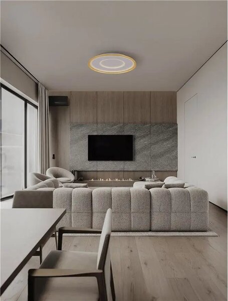 LED stmívatelné zlaté designové stropní svítidlo Figin s dálkovým ovládáním 49W – Zlatá