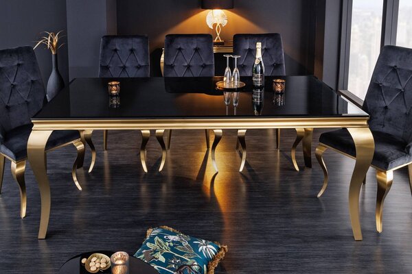 Designový jídelní stůl Rococo 200 cm černý / zlatý
