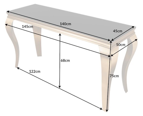 Designová konzole Rococo 140 cm černá / zlatá