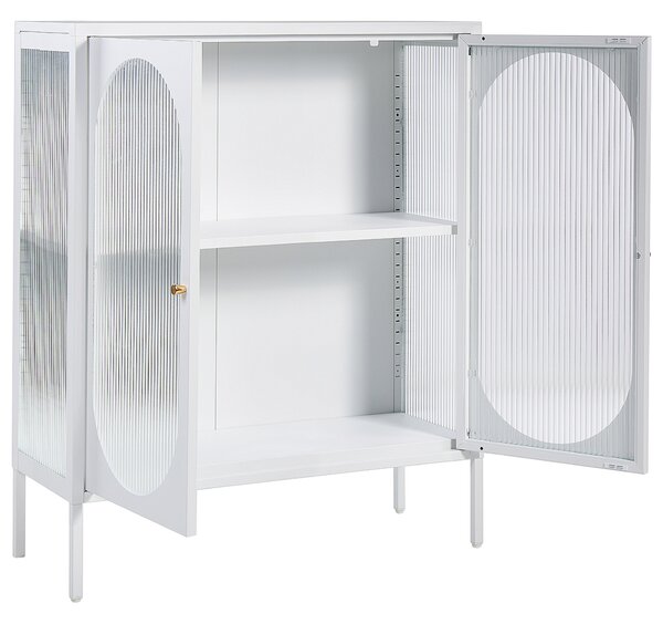Prosklená komoda SARRE 90 cm Kov Bílá