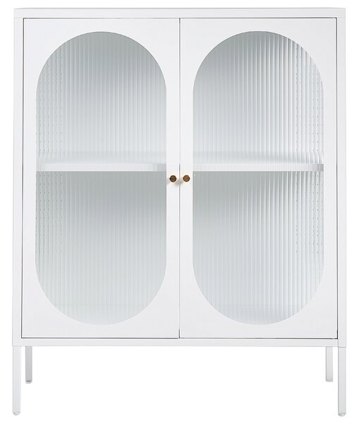 Prosklená komoda SARRE 90 cm Kov Bílá