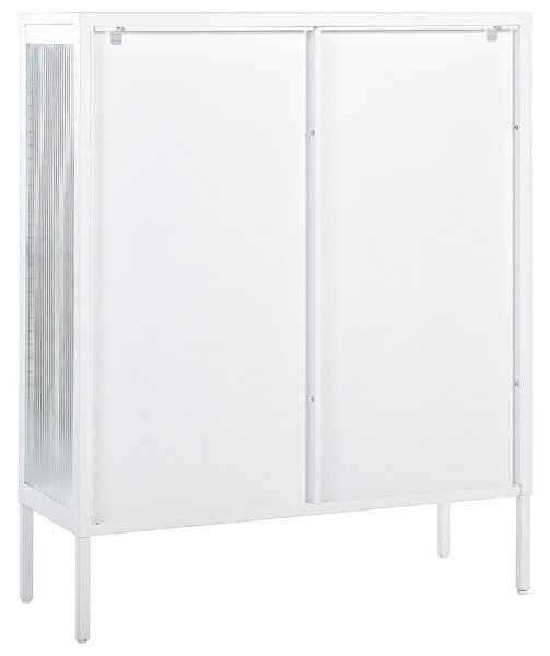 Prosklená komoda SARRE 90 cm Kov Bílá