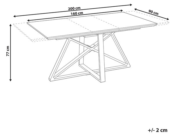 Rozkládací jídelní stůl MAXIMUS Bílý mramor 160/200 cm 90 cm