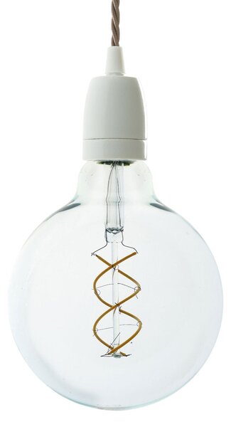 Creative cables Závěsná lampa se spirálovým textilním kabelem a bílými detaily z porcelánu Barva: Bílá-Tc43
