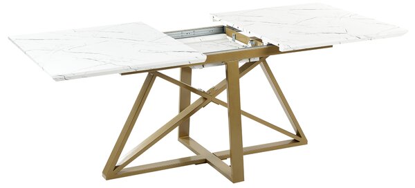Rozkládací jídelní stůl MAXIMUS Bílý mramor 160/200 cm 90 cm