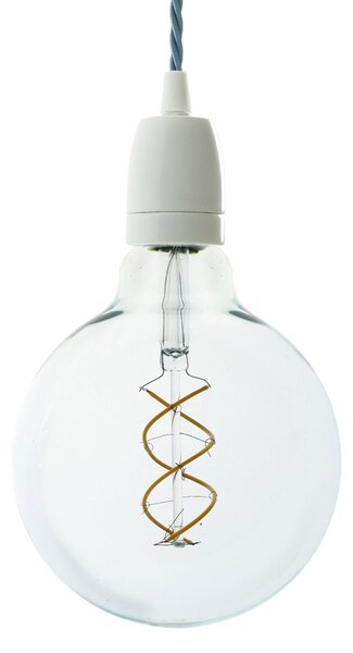 Creative cables Závěsná lampa se spirálovým textilním kabelem a bílými detaily z porcelánu Barva: Bílá-Tc53