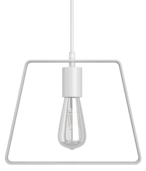 Creative cables Závěsná lampa s textilním kabelem, stínidlem duedì base a kovovými detaily Barva: Bílá