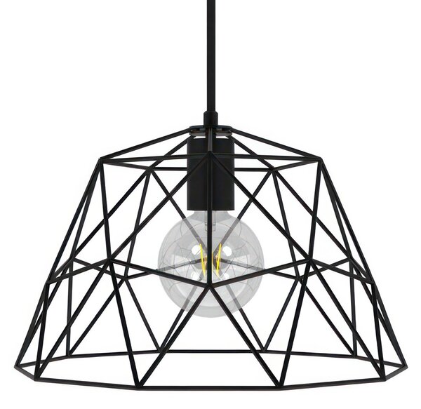 Creative cables Závěsná lampa s textilním kabelem, stínidlovým rámem dome a kovovými detaily Barva: Černá