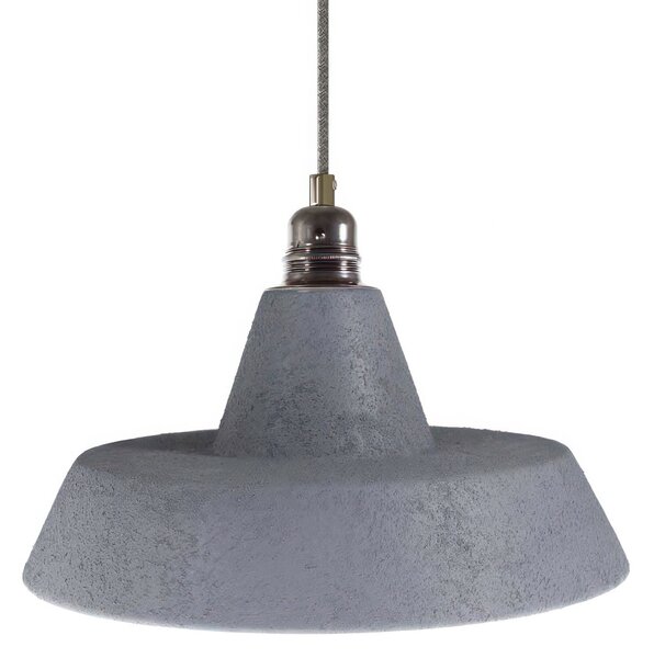 Creative cables Závěsná lampa s textilním kabelem, industriálním keramickým stínidlem a kovovými detaily Barva: Betonový efekt-bílá