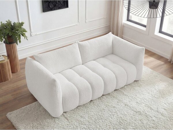 Bílá pohovka z textilie bouclé 234 cm Azra – Bobochic Paris