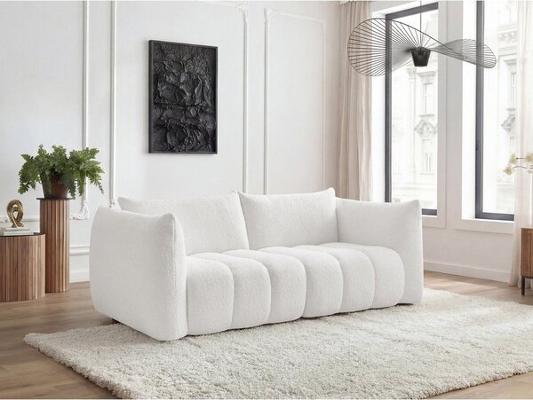 Bílá pohovka z textilie bouclé 234 cm Azra – Bobochic Paris