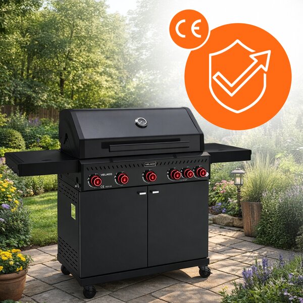 BPS-koupelny Plynový BBQ gril s boční plotýnkou a poličkou - ZEUS-D, 5+1 hořáků