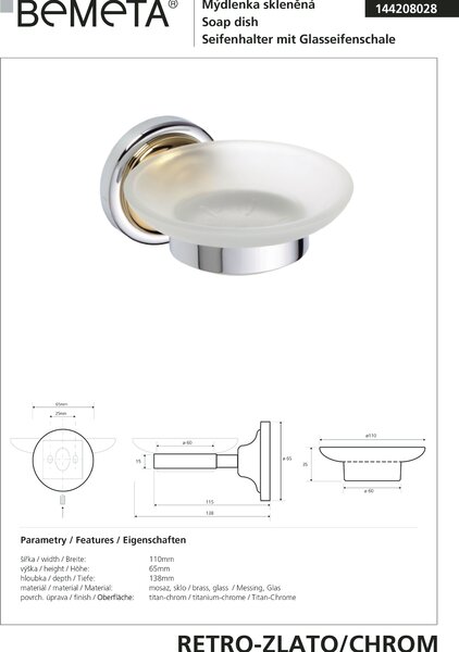 Bemeta Design RETRO gold-chrom: Mýdlenka - 144208028