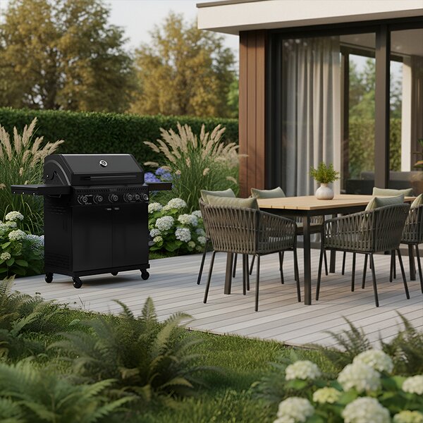 BPS-koupelny Plynový BBQ gril s boční plotýnkou a poličkou - ZEUS-D, 5+1 hořáků