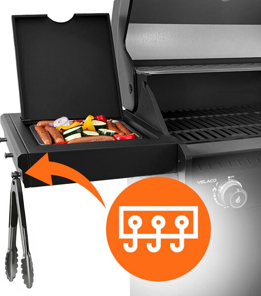 BPS-koupelny Plynový BBQ gril s boční plotýnkou a poličkou - ZEUS-C, 4+1 hořák