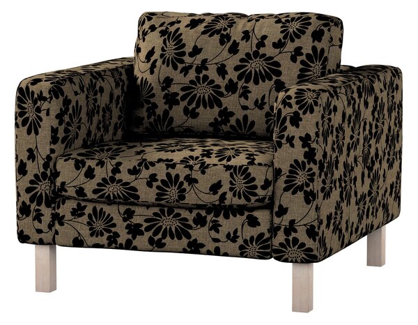 Potah na křeslo IKEA Karlstad, krátký barva béžová látka pletený vzor, vzorované