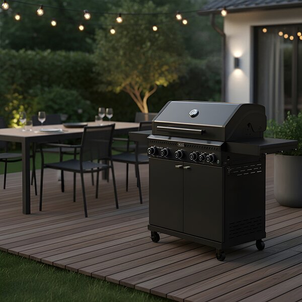 BPS-koupelny Plynový BBQ gril s boční plotýnkou a poličkou - ZEUS-D, 5+1 hořáků