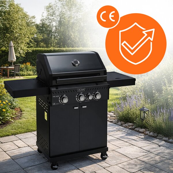 BPS-koupelny Plynový BBQ gril s boční plotýnkou a poličkou - ZEUS-B, 3+1 hořáků