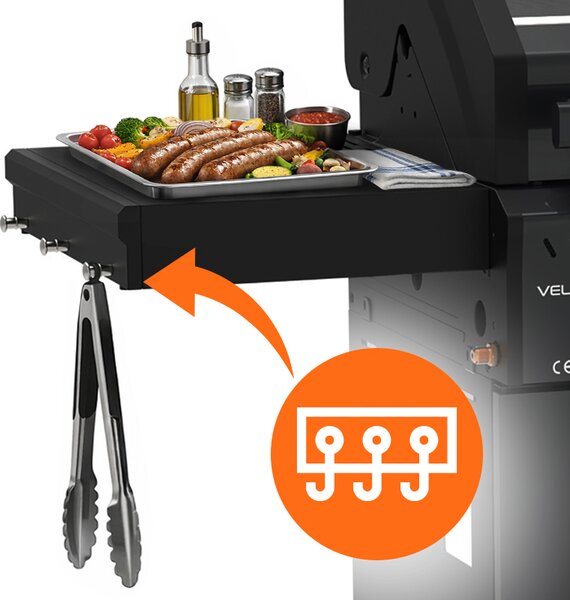 BPS-koupelny Plynový BBQ gril s boční plotýnkou a poličkou - ZEUS-B, 3+1 hořáků