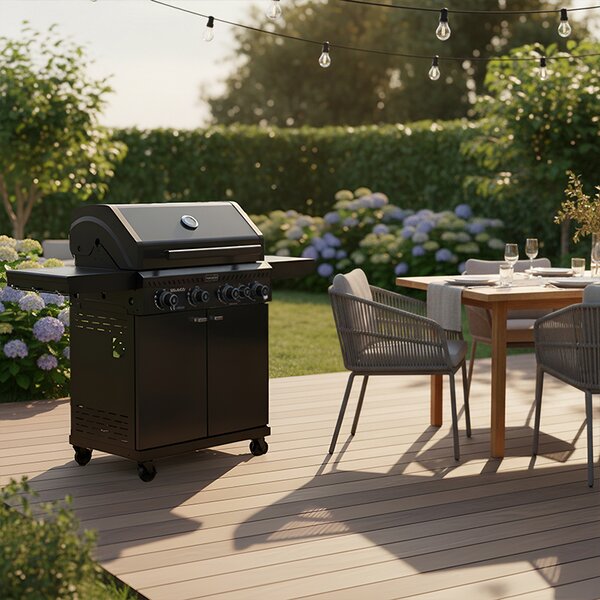 BPS-koupelny Plynový BBQ gril s boční plotýnkou a poličkou - ZEUS-C, 4+1 hořák