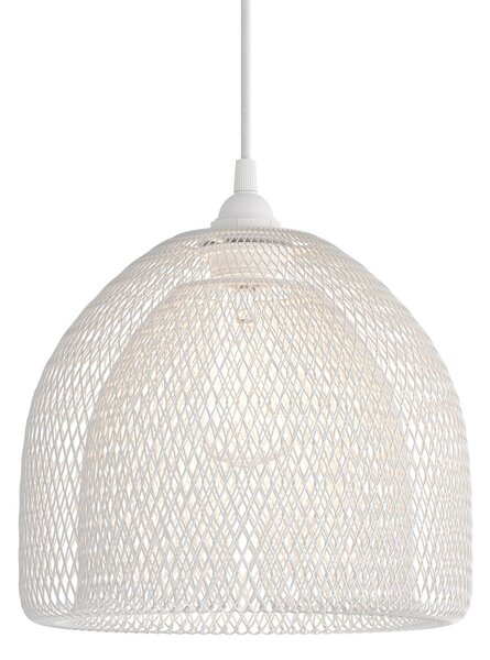 Creative cables Závěsná lampa s textilním kabelem, stínidlem Ghostbell XL a kovovými detaily Barva: Bílá